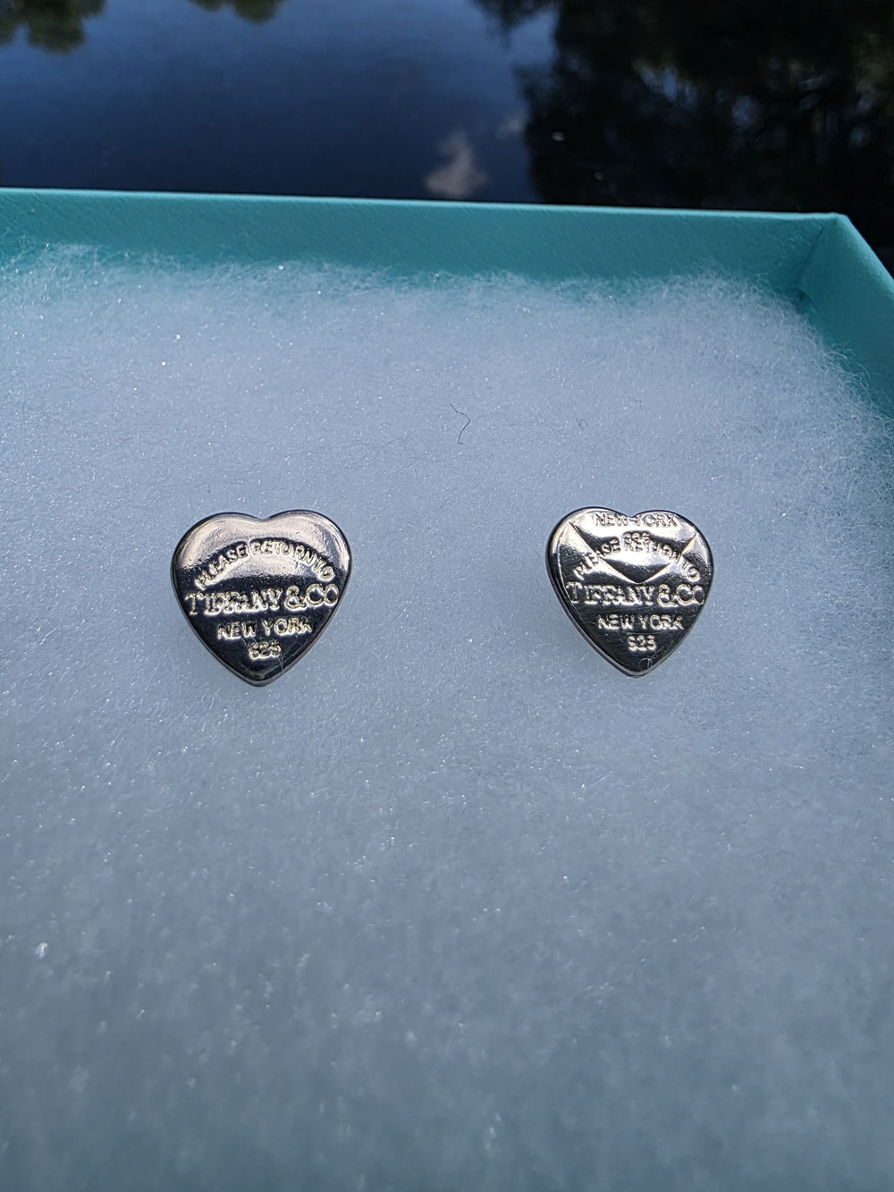 Tiffany & Co. Sterling Heart Tag Stud Earrings - Silver